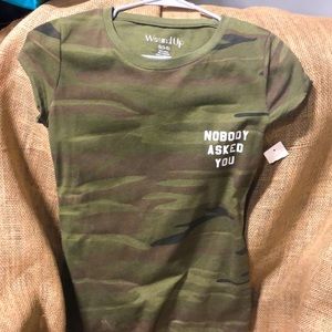 Camo T-shirt “NOBODY ASKED YOU”